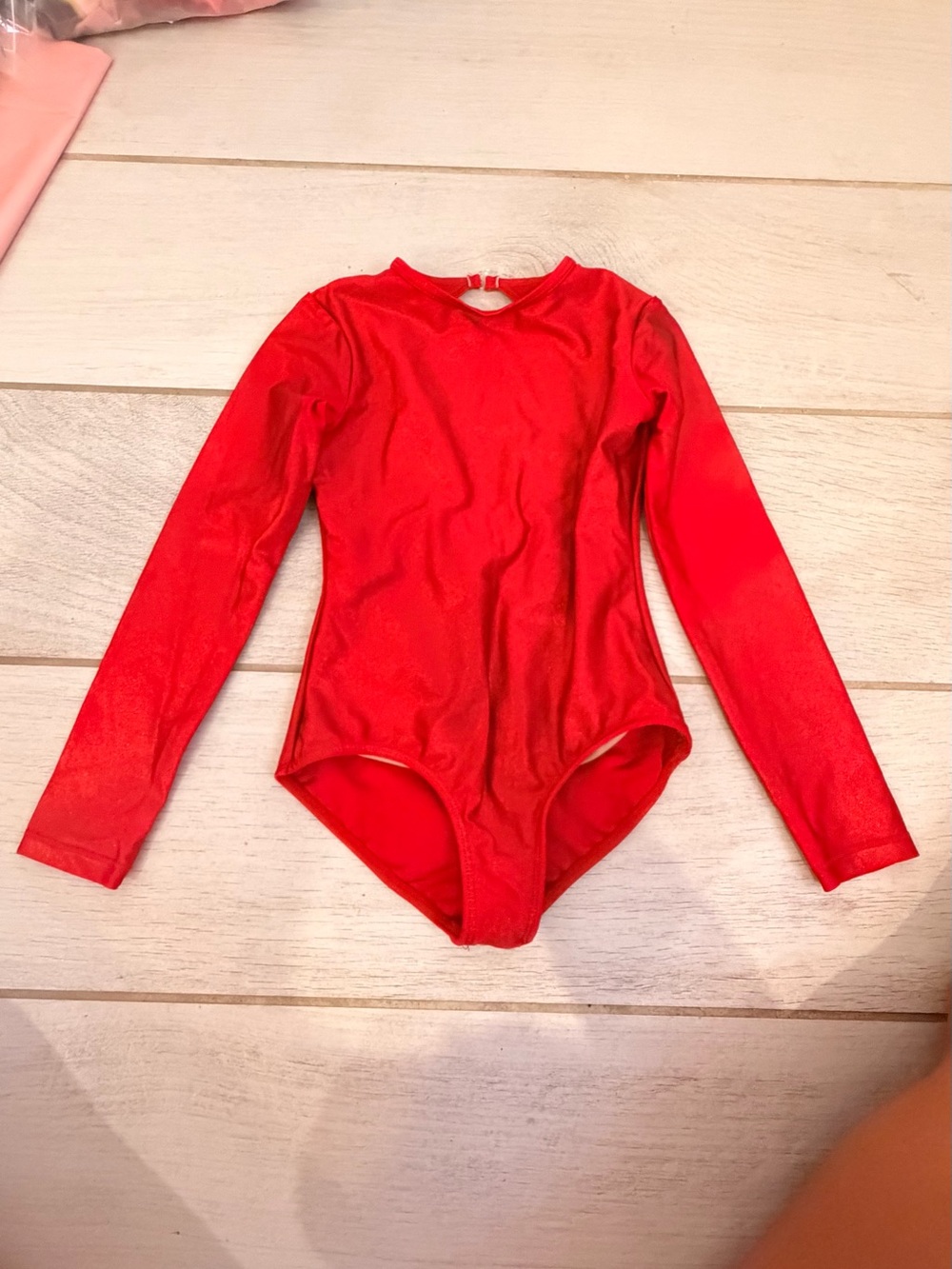 Girls' Long-Sleeve Red One-Piece Leotard